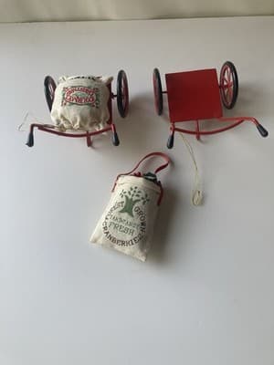 Vintage Christmas Ornaments 3pcs Red Wheelbarrow Kurt Adler Read Description - Thumbnail 4