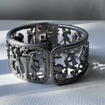 VTG Masonic Ten 10 Commandments Figural Cuff Bracelet George Kenning & Son LDN - Thumbnail 13