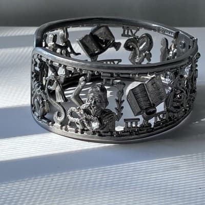 VTG Masonic Ten 10 Commandments Figural Cuff Bracelet George Kenning & Son LDN - Thumbnail 10