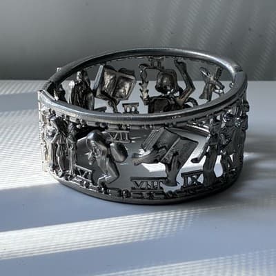 VTG Masonic Ten 10 Commandments Figural Cuff Bracelet George Kenning & Son LDN - Thumbnail 4