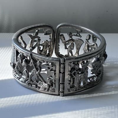 VTG Masonic Ten 10 Commandments Figural Cuff Bracelet George Kenning & Son LDN - Thumbnail 2