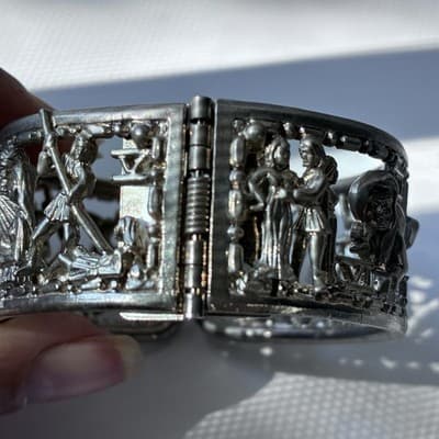 VTG Masonic Ten 10 Commandments Figural Cuff Bracelet George Kenning & Son LDN - Thumbnail 19