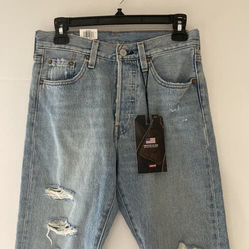 LEVI'S 501 Women's High-Rise Skinny Leg Jeans 25 x 28 Distressed Blue Denim NWT - Thumbnail 3
