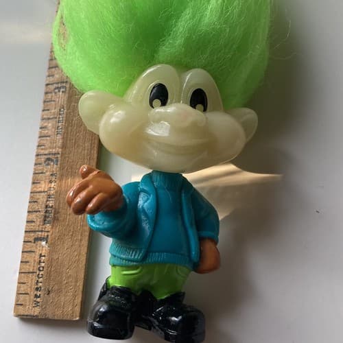 Vintage Neon Green Hair Troll Doll Burger King Kids Club Glow In The Dark 1990s - Thumbnail 3