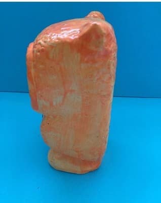 Vintage 60s 70s OWL Chalkware Piggy Bank Plaster Kitschy Psychedelic Retro MCM - Thumbnail 6