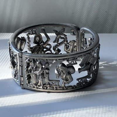 VTG Masonic Ten 10 Commandments Figural Cuff Bracelet George Kenning & Son LDN - Thumbnail 5
