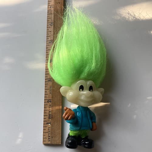 Vintage Neon Green Hair Troll Doll Burger King Kids Club Glow In The Dark 1990s - Thumbnail 6