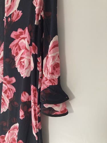 Kate Spade New York Rosa Ruffle Shift Dress Women’s Size XS Roses Floral AOP EUC - Thumbnail 10