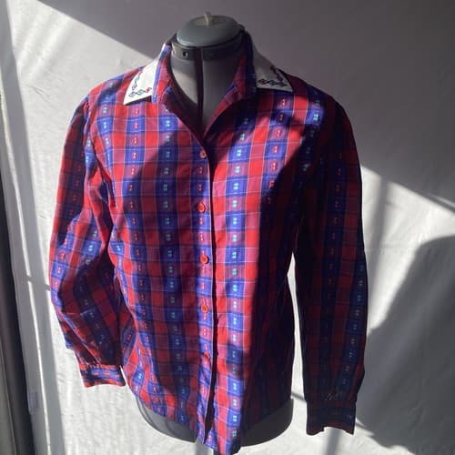 Vintage 70’s Koret City Blues Embroidered Plaid Button Up Shirt Women’s Size 10 - Thumbnail 10