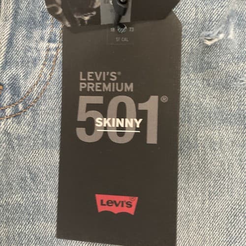 LEVI'S 501 Women's High-Rise Skinny Leg Jeans 25 x 28 Distressed Blue Denim NWT - Thumbnail 7