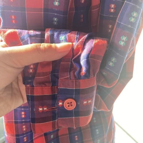 Vintage 70’s Koret City Blues Embroidered Plaid Button Up Shirt Women’s Size 10 - Thumbnail 7