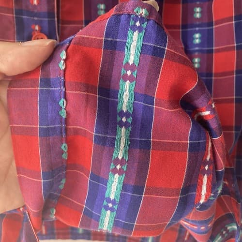Vintage 70’s Koret City Blues Embroidered Plaid Button Up Shirt Women’s Size 10 - Thumbnail 12