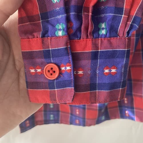 Vintage 70’s Koret City Blues Embroidered Plaid Button Up Shirt Women’s Size 10 - Thumbnail 13