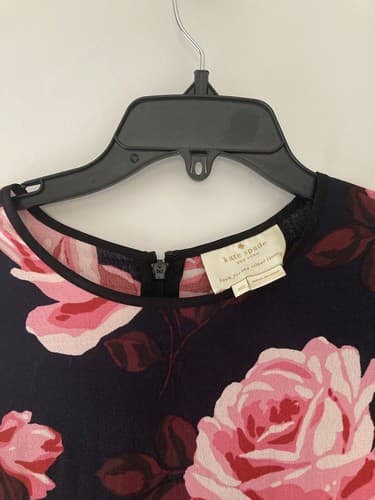 Kate Spade New York Rosa Ruffle Shift Dress Women’s Size XS Roses Floral AOP EUC - Thumbnail 3