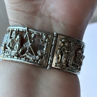 VTG Masonic Ten 10 Commandments Figural Cuff Bracelet George Kenning & Son LDN - Thumbnail 21