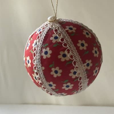 Vintage Christmas Ornaments Push Pin Sequins Calico Home Made Retro Bell 4 Pcs - Thumbnail 21