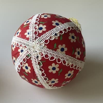 Vintage Christmas Ornaments Push Pin Sequins Calico Home Made Retro Bell 4 Pcs - Thumbnail 22