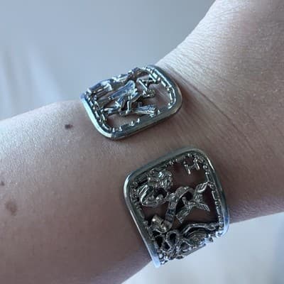 VTG Masonic Ten 10 Commandments Figural Cuff Bracelet George Kenning & Son LDN - Thumbnail 22