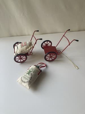 Vintage Christmas Ornaments 3pcs Red Wheelbarrow Kurt Adler Read Description - Thumbnail 2