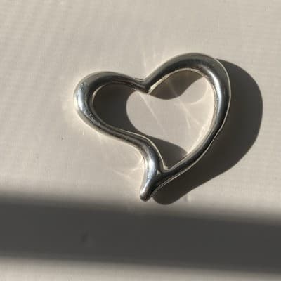 Vintage Sterling Silver 925 Floating Open Puffy Heart Pendant Retro Romantic - Thumbnail 2