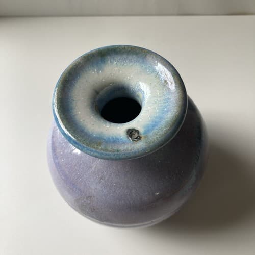 Vintage Pottery Vase Drip Glazed Pastel Watercolor Stoneware 4.5 x3 inch Boho - Thumbnail 14