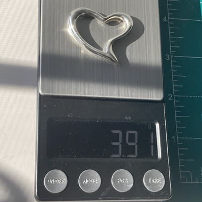 Vintage Sterling Silver 925 Floating Open Puffy Heart Pendant Retro Romantic - Thumbnail 5