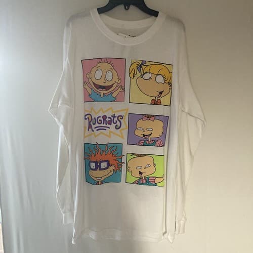 Nickelodeon Rugrats Long Sleeve White Graphic T Shirt Medium NWOT Cartoon Core