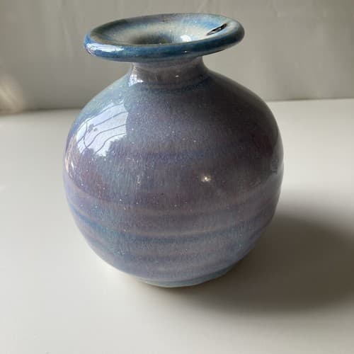 Vintage Pottery Vase Drip Glazed Pastel Watercolor Stoneware 4.5 x3 inch Boho - Thumbnail 13