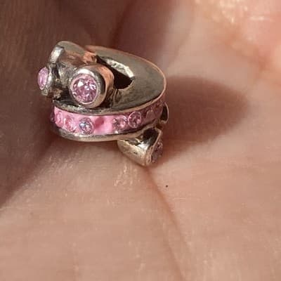 CHAMILIA STERLING SILVER AND SWAROVSKI CRYSTALS PINK BEAD CHARM CHAM READ DESC - Thumbnail 7