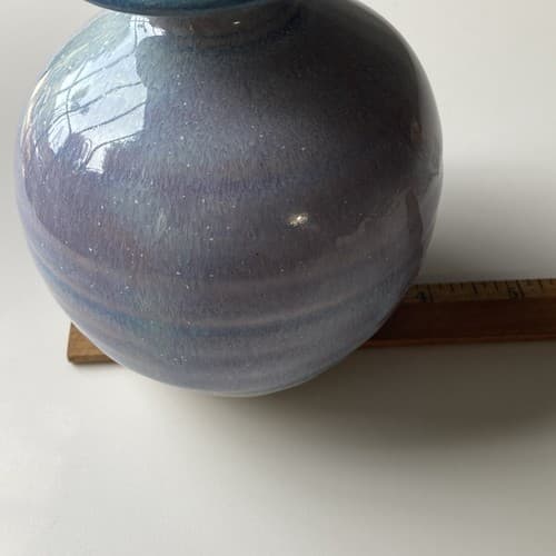 Vintage Pottery Vase Drip Glazed Pastel Watercolor Stoneware 4.5 x3 inch Boho - Thumbnail 8