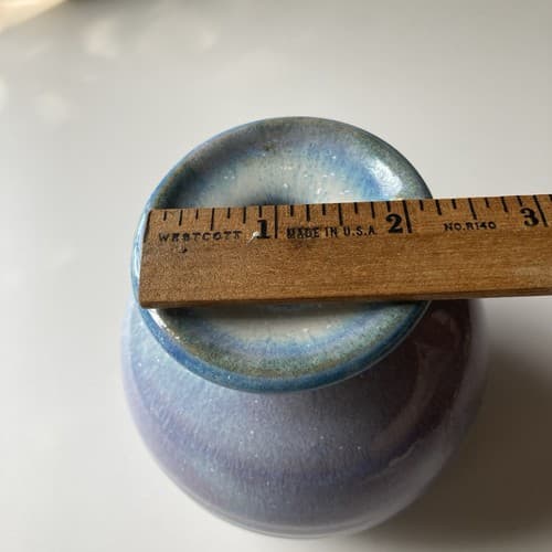 Vintage Pottery Vase Drip Glazed Pastel Watercolor Stoneware 4.5 x3 inch Boho - Thumbnail 7
