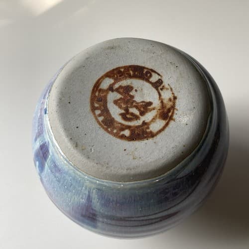 Vintage Pottery Vase Drip Glazed Pastel Watercolor Stoneware 4.5 x3 inch Boho - Thumbnail 10