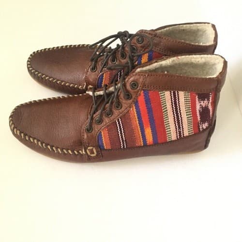 Anthropologie 2586 Cheyenne Brown Leather Moccasins size 8.5 Southwestern Boho - Thumbnail 4