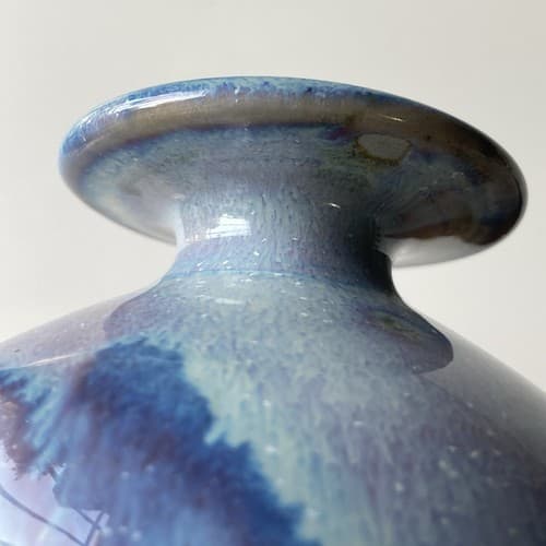 Vintage Pottery Vase Drip Glazed Pastel Watercolor Stoneware 4.5 x3 inch Boho - Thumbnail 11