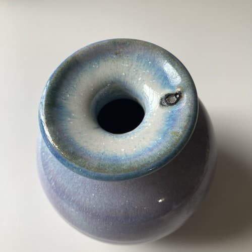 Vintage Pottery Vase Drip Glazed Pastel Watercolor Stoneware 4.5 x3 inch Boho - Thumbnail 12