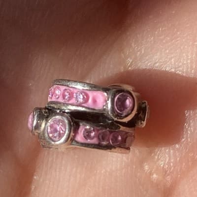 CHAMILIA STERLING SILVER AND SWAROVSKI CRYSTALS PINK BEAD CHARM CHAM READ DESC