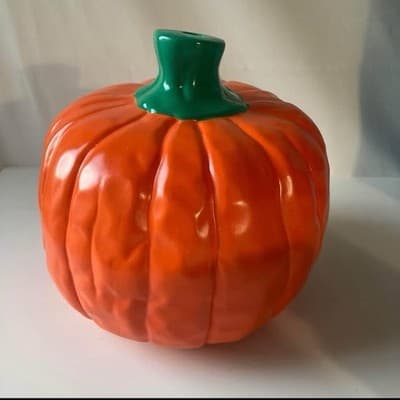 Vintage 90s Ceramic Halloween Pumpkin Jack O Lantern Spooky Season Votive Lights - Thumbnail 6