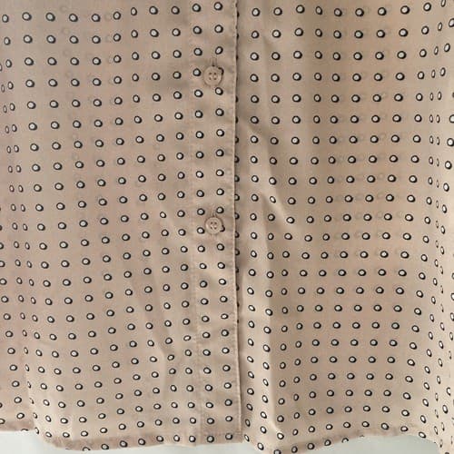 Calvin Klein Women's Medium Blouse Button Up Long Roll Tab Sleeve Peach Dots Top - Thumbnail 6