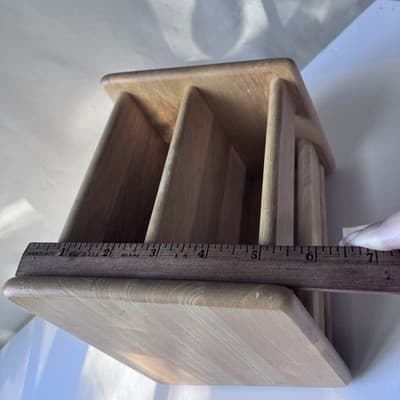 Vintage Solid Wood Desk Caddy Organizer Mail Holder Minimalist Natural Finish - Thumbnail 8