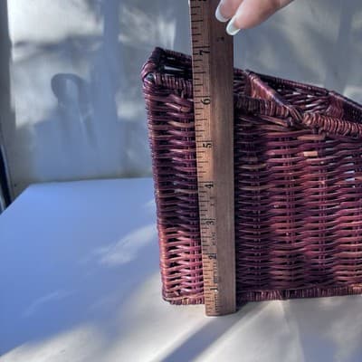Vintage Wicker Rattan Desk Caddy Organizer Mail Holder Boho Retro Cottage - Thumbnail 4