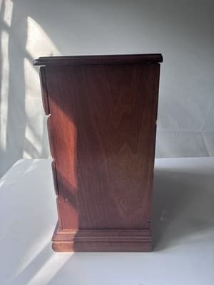 Vintage Wood Jewelry Box with 3 Drawers Flip Up Top With Mirror Approx 10X5X10.5 - Thumbnail 16