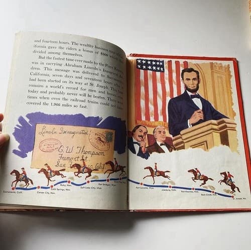 Vintage Hard Cover Pony Express Childrens Kids Book MCM Rand McNally Elf Book - Thumbnail 6