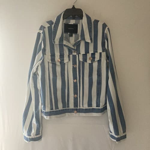 Forever 21 Plus Women’s Denim Jean Jacket Striped Cropped Size OX New With Tags