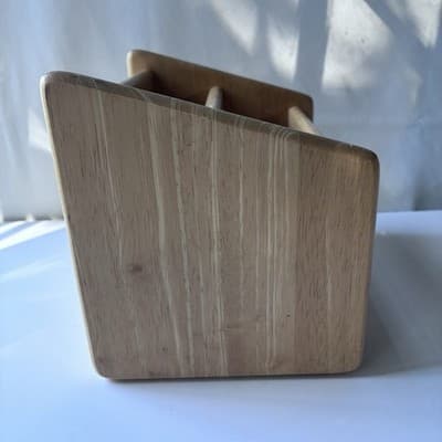 Vintage Solid Wood Desk Caddy Organizer Mail Holder Minimalist Natural Finish - Thumbnail 2