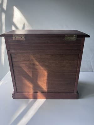 Vintage Wood Jewelry Box with 3 Drawers Flip Up Top With Mirror Approx 10X5X10.5 - Thumbnail 10
