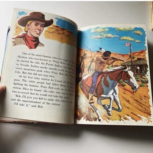Vintage Hard Cover Pony Express Childrens Kids Book MCM Rand McNally Elf Book - Thumbnail 5