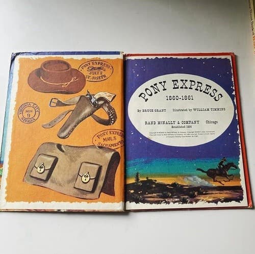 Vintage Hard Cover Pony Express Childrens Kids Book MCM Rand McNally Elf Book - Thumbnail 4