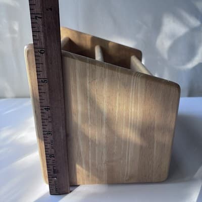 Vintage Solid Wood Desk Caddy Organizer Mail Holder Minimalist Natural Finish - Thumbnail 6