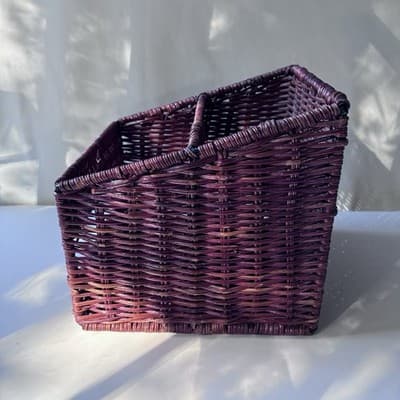 Vintage Wicker Rattan Desk Caddy Organizer Mail Holder Boho Retro Cottage - Thumbnail 10