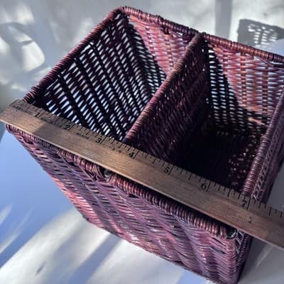 Vintage Wicker Rattan Desk Caddy Organizer Mail Holder Boho Retro Cottage - Thumbnail 6